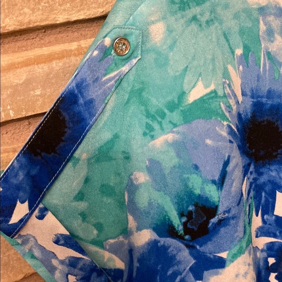 Calvin Klein Womens Floral Print Short Sleeves blouse Size XL - Picture 6 of 11